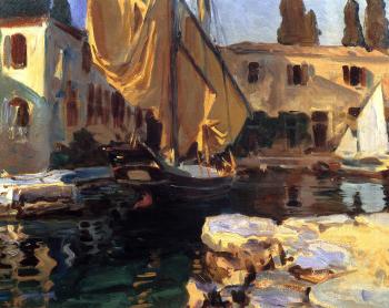 約翰 辛格 薩金特 San Vigilio,A Boat with Golden Sail